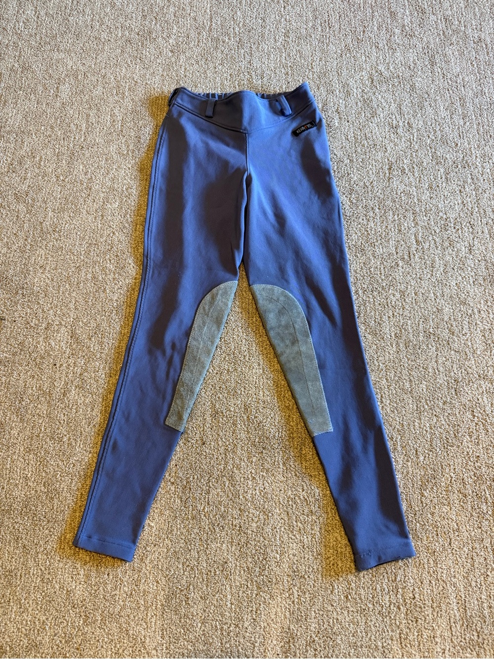 Kerrits Slate Blue Riding Tights with Gray Knee Patches